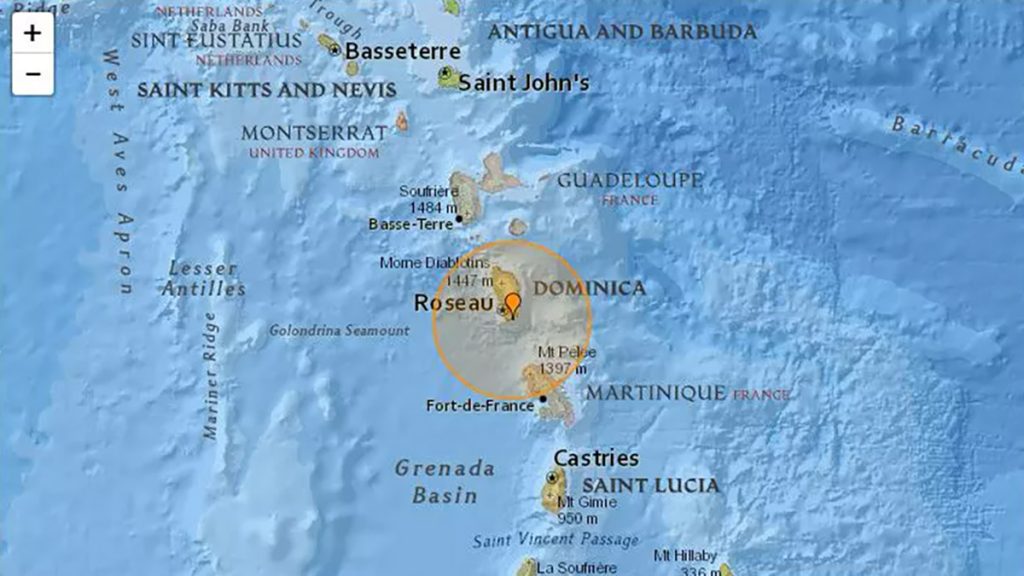Earthquake off the coast of Dominica