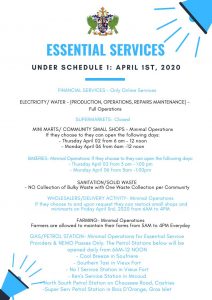 Essential Services - Under Schedule 1